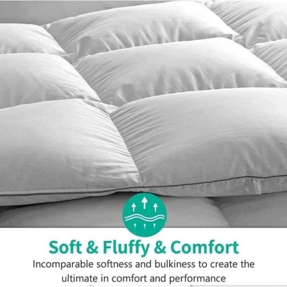 APSMILE Luxurious Feathers Down Queen Duvet Insert Comforter, 90X90 IN White NEW